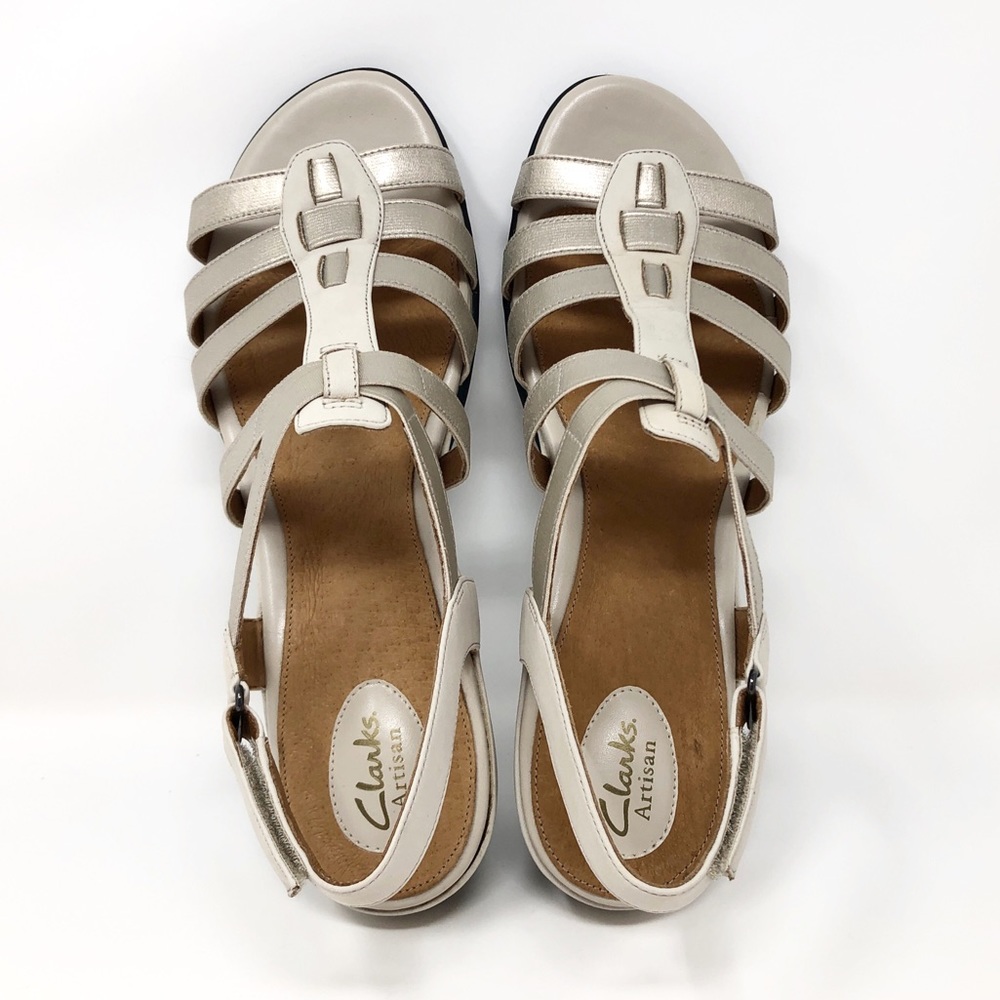 Clark’s Beige Leather Ankle Strap Sandal sz 12